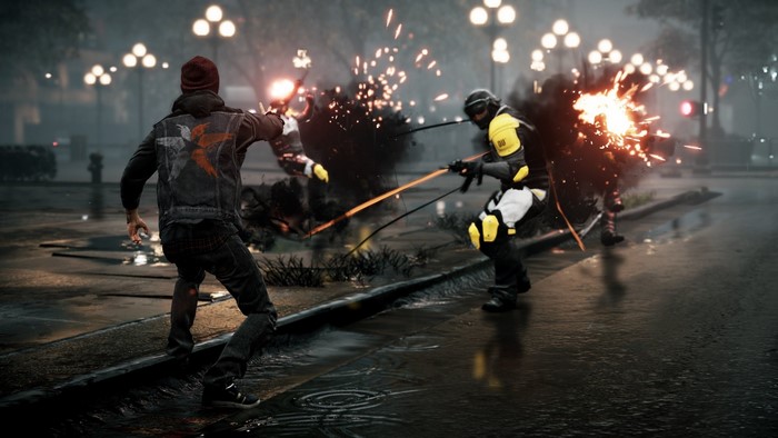 Delsin Rowe from Infamous Second Son in a street battle