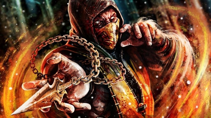 Scorpion from Mortal Kombat X with chain and kunai