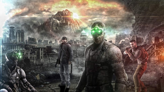 Splinter Cell Blacklist Sam Fisher and allies in destroyed city