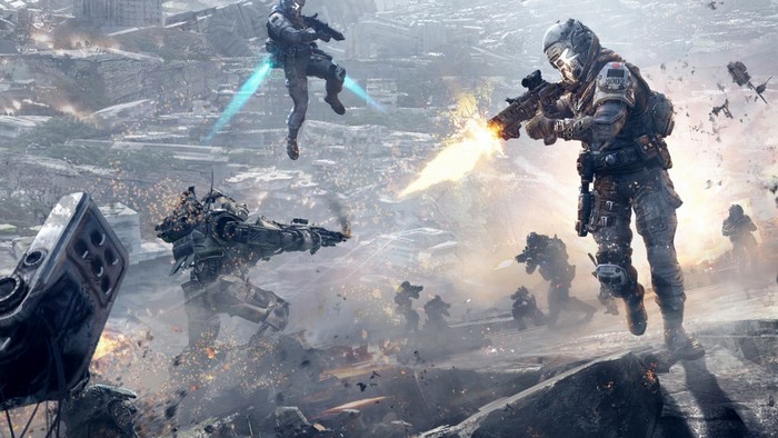Titanfall Game Pilots and Titan in Combat