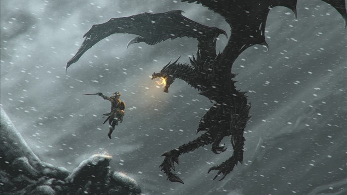 Dragon fight in The Elder Scrolls V Skyrim