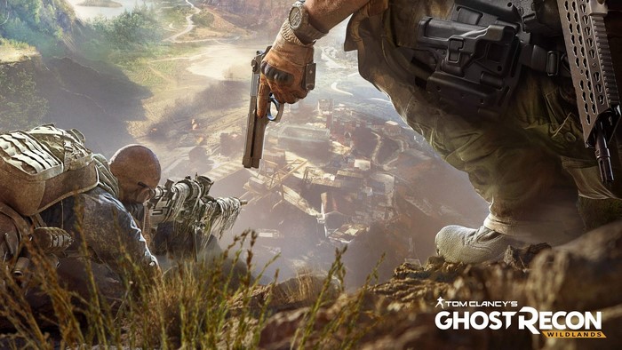 Tom Clancy's Ghost Recon Wildlands soldiers on cliff