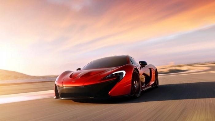 Red McLaren P1 Concept Car Driving