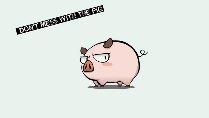 Cartoon pig with text "Don't Mess With The Pig"