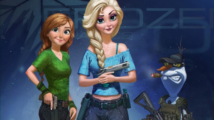 Anna and Elsa from Frozen with Olaf
