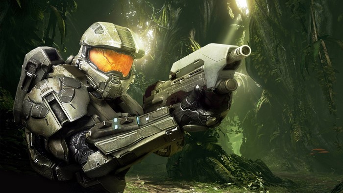 Master Chief from Halo 4 in a jungle