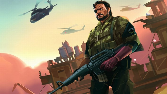 Snake from Metal Gear with Helicopters