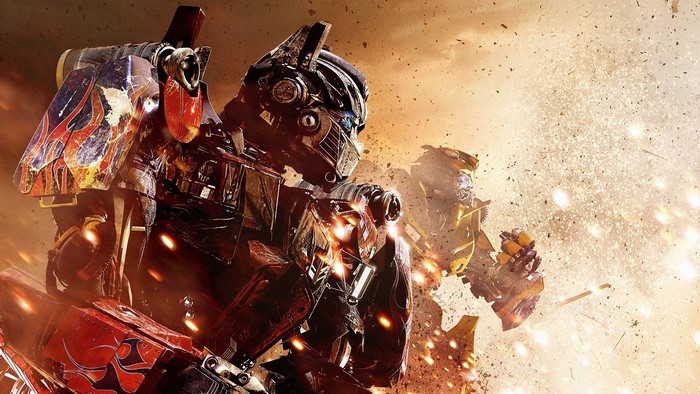 Optimus Prime and Bumblebee from Transformers in battle