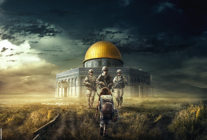 Al-Aqsa Mosque, 4K, Soldiers, Girl, War