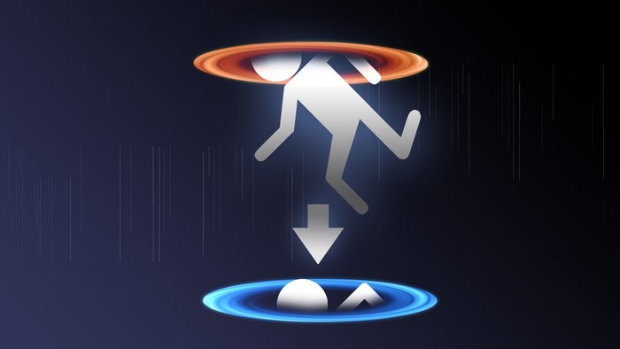 Portal game character falling through portals