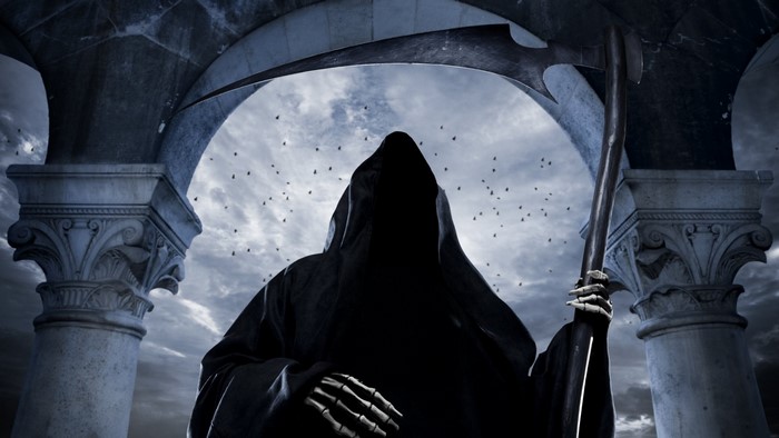 Grim Reaper with Scythe under Archway