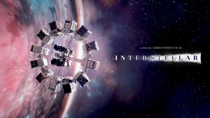 Interstellar movie poster with spacecraft