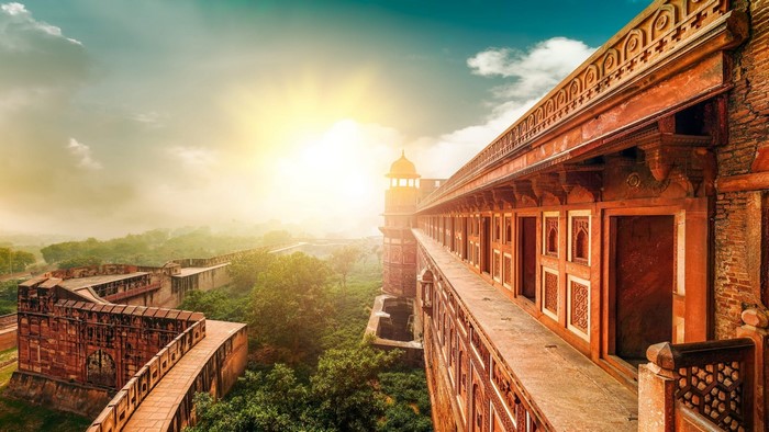 Agra Fort, India at Sunrise