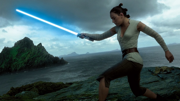 Rey from Star Wars: The Last Jedi with Lightsaber