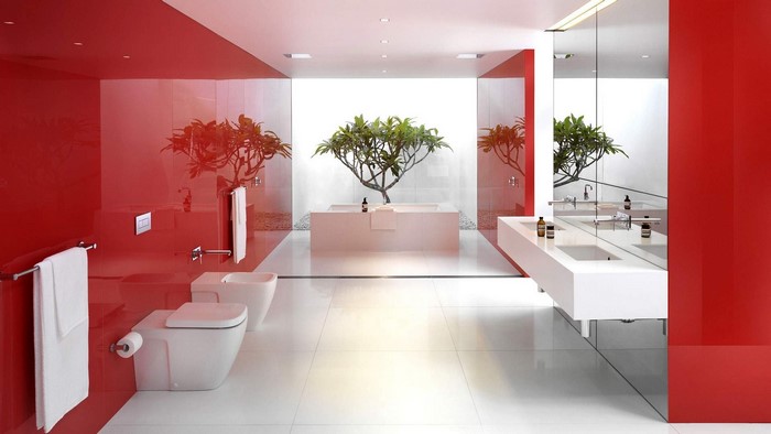 Modern Red Bathroom Interior