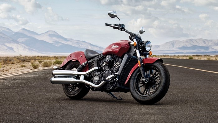 Red Indian Scout Sixty Motorcycle on Road