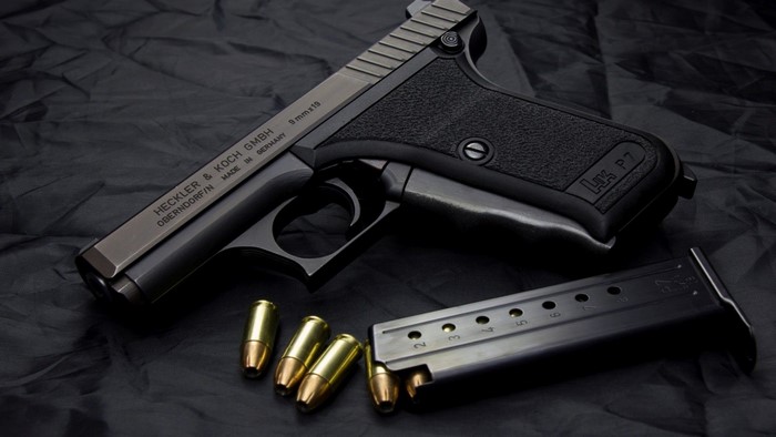 Heckler & Koch P7 pistol with magazine and ammunition