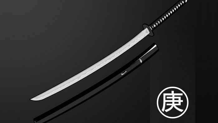 Katana sword and scabbard with Japanese symbol