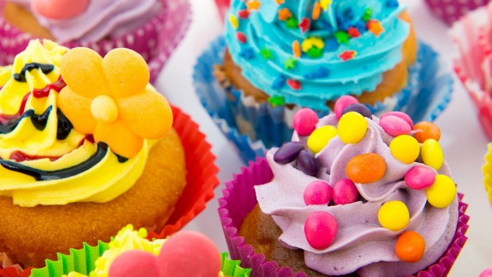 Colorful Cupcakes with Candy Decorations