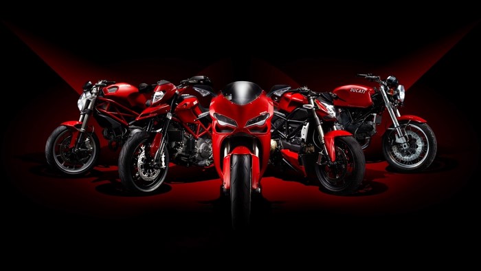 Group of Red Ducati Motorcycles