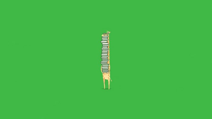 Funny Giraffe with Stack of Books Illustration