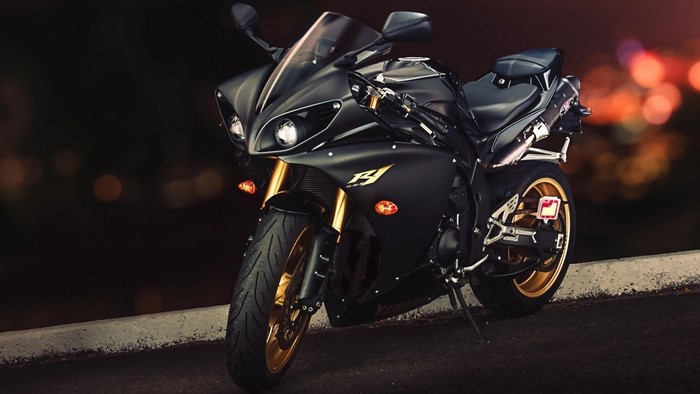 Black Yamaha YZF R1 motorcycle