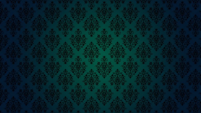 Damask Pattern on Teal and Blue Gradient