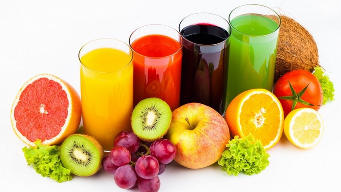 Assortment of Fruit Juices and Fresh Fruits