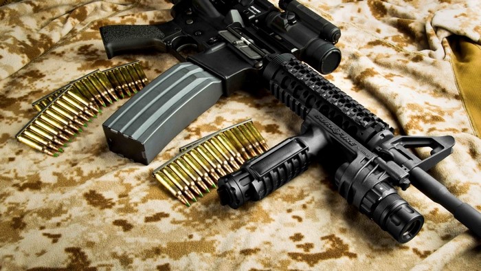 Automatic rifle with ammunition and magazine