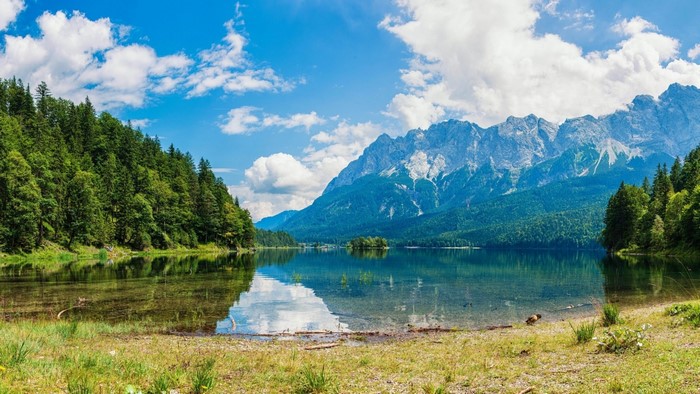 Forest Lake and Mountains