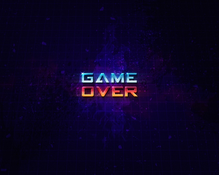 Game Over text on a dark grid background