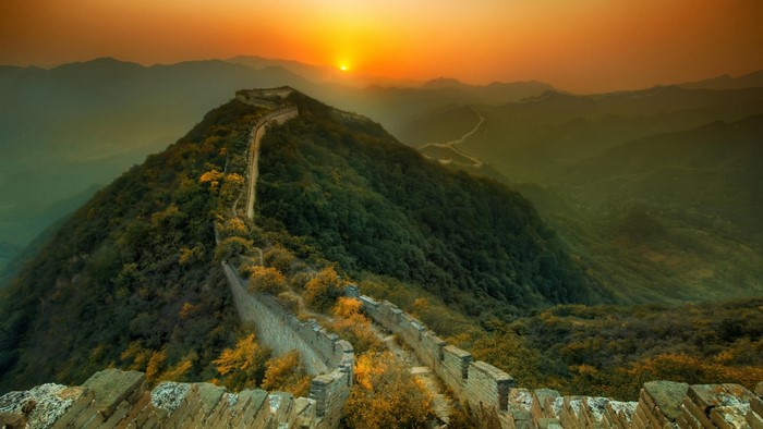 Great Wall of China at Sunset