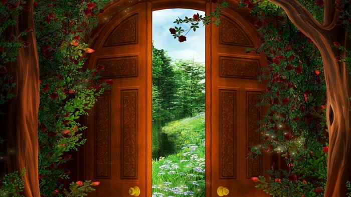 Fantasy Entry Door to a Lush Forest