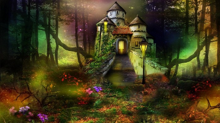 Fantasy Castle in a Magical Forest