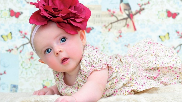 Cute Baby Girl with Flower Headband