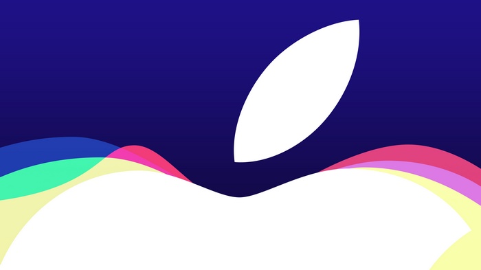Apple logo with colorful waves