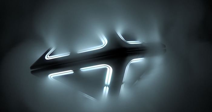 Futuristic obstacle in fog
