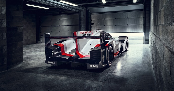 Porsche 919 Hybrid race car in garage 4K