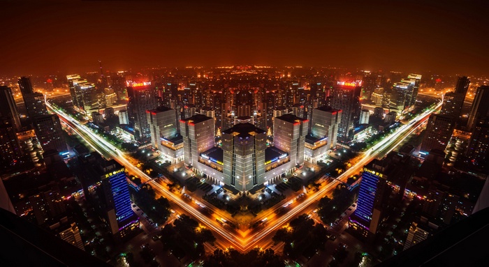 Night lights, China, Skyline, Beijing, 4K