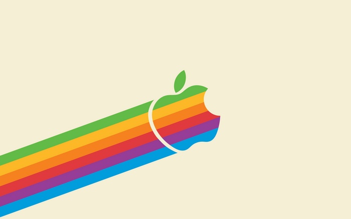 Apple logo with rainbow stripes