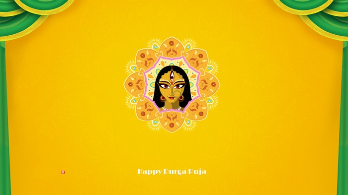 Happy Durga Puja greeting with Goddess Durga illustration