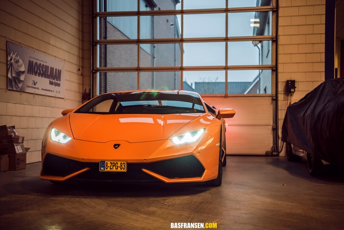 Orange Lamborghini Huracan LP 610-4 in garage