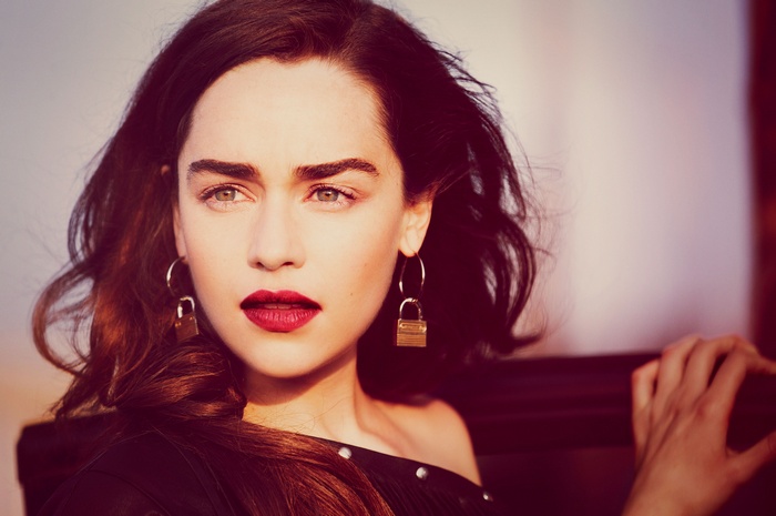 Emilia Clarke with padlock earrings