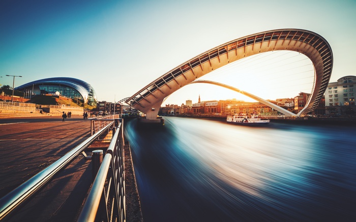Gateshead Millennium Bridge over River Tyne, United Kingdom