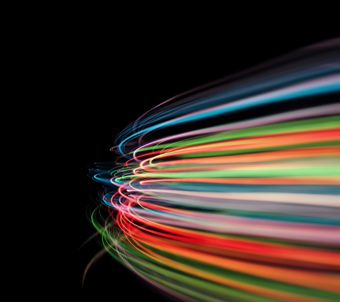 Abstract light trails on black background