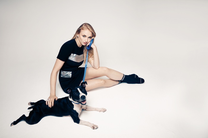 Sophie Turner with Dog for The Times Magazine 2017