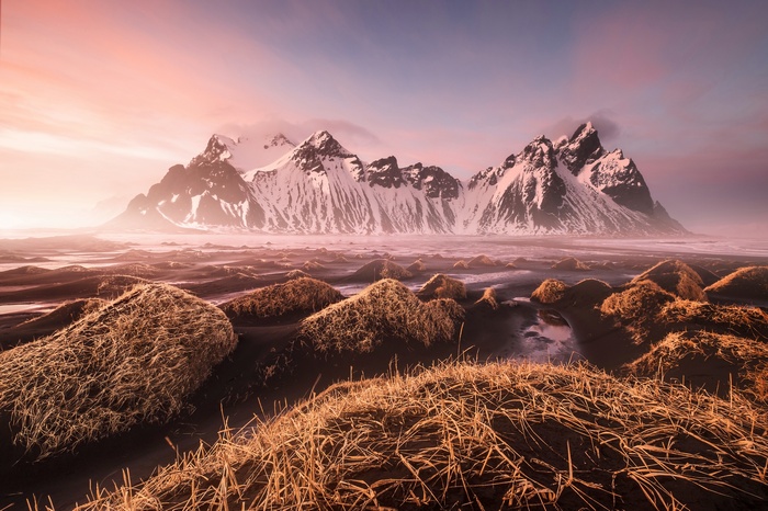 Vestrahorn Mountains at Sunset
