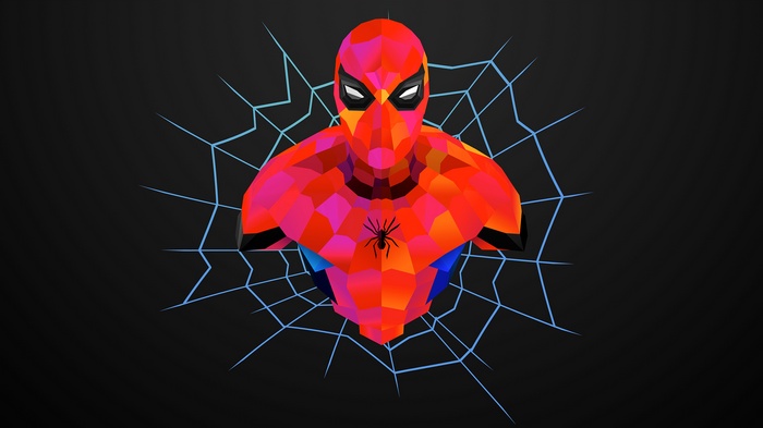 Spider-Man artwork with spider web