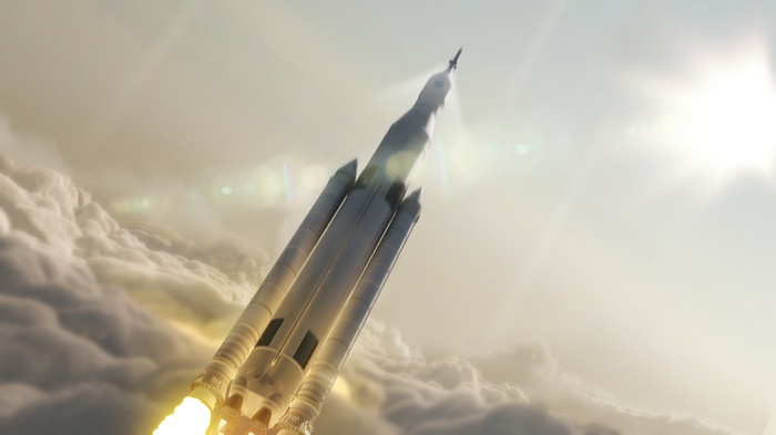 Rocket Launching Through Clouds
