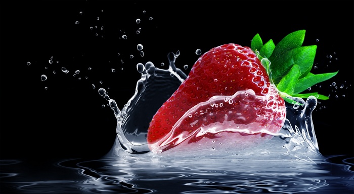 Water splash, Strawberry